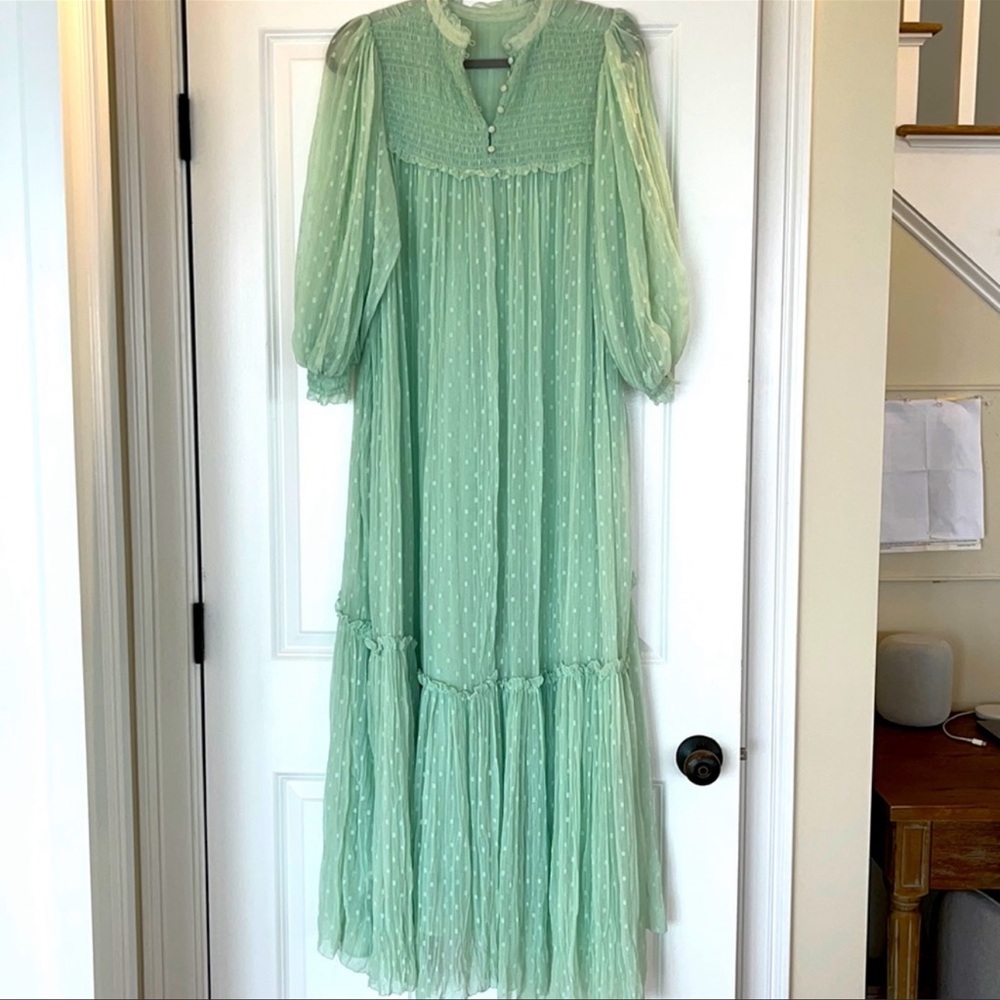 ZARA Mint Green Flowy Maxi Dress